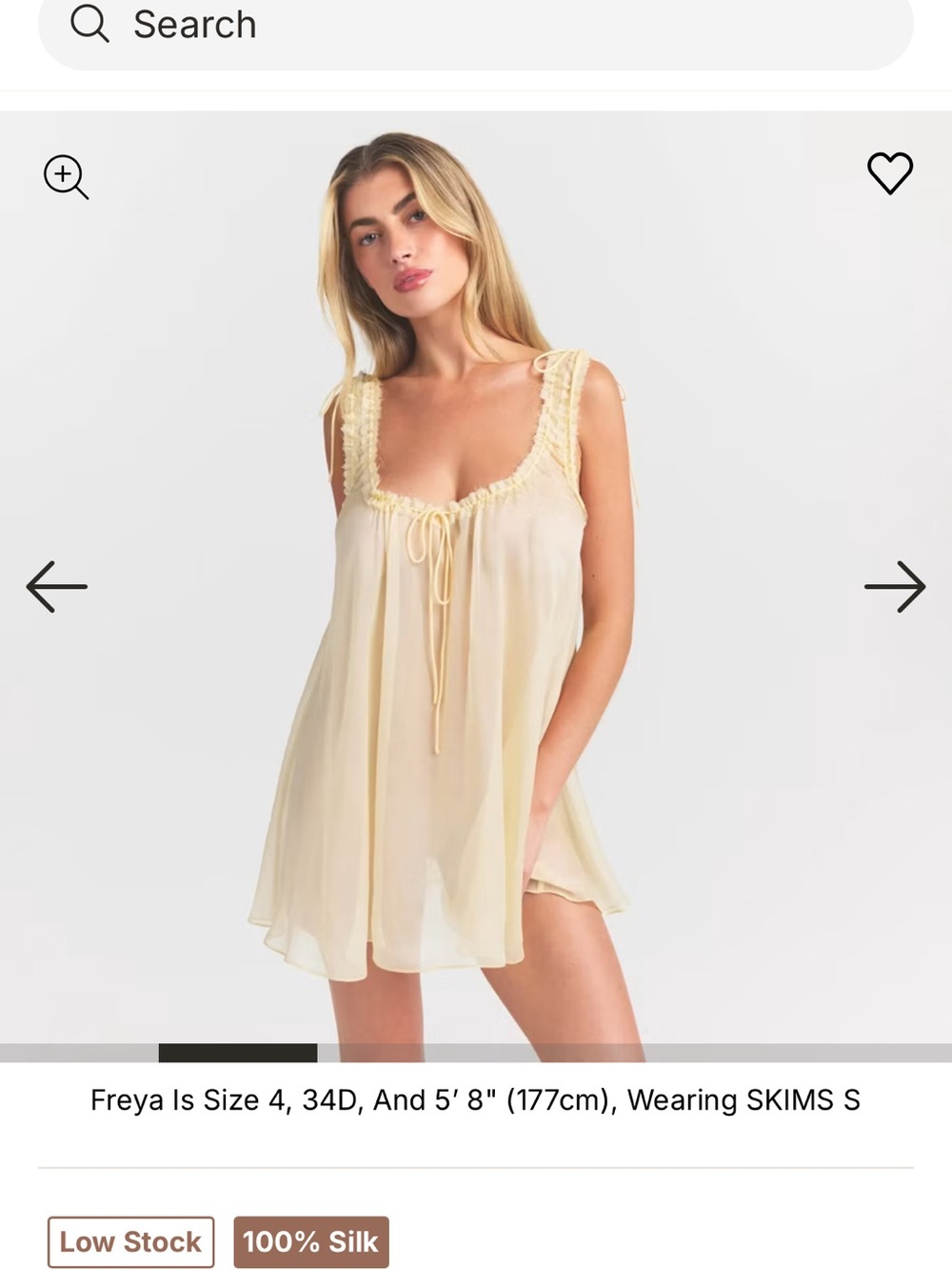 SKIMS Soft Cream Silk Lace-Trim Babydoll Chemise